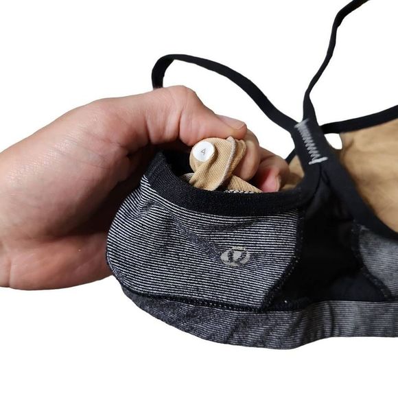 Lululemon black white stripe flow y sports bra - Picture 2 of 3